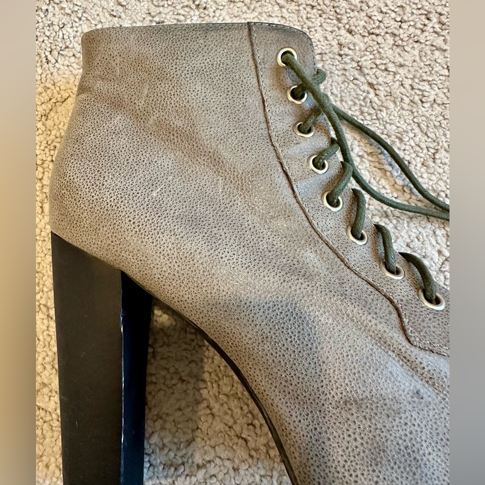 Jeffrey Campbell Gray Lace-Up Platform Ankle Boots - Picture 6 of 16
